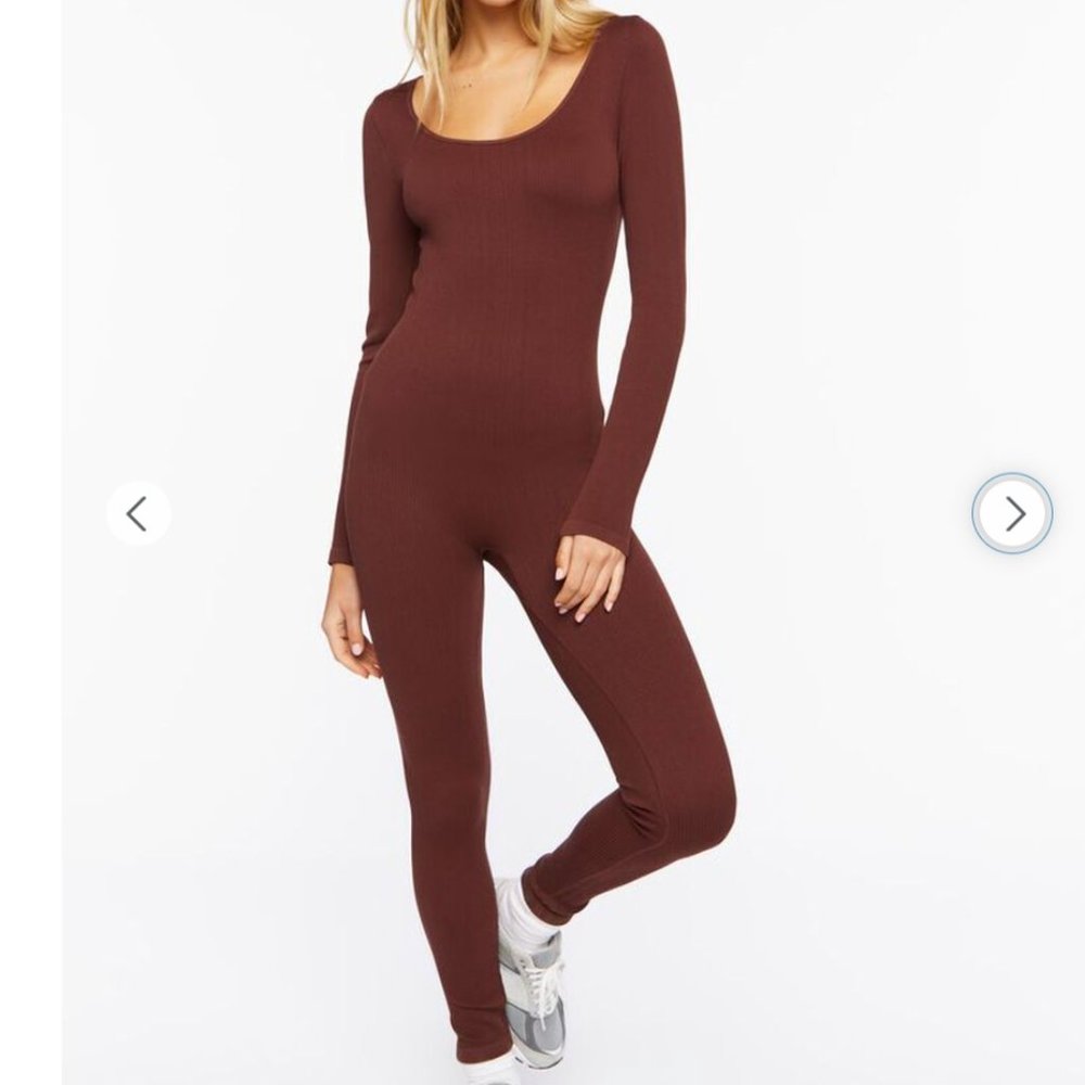 Forever 21 Seamless Ribbed Jumpsuit Brown Size Medium/Large